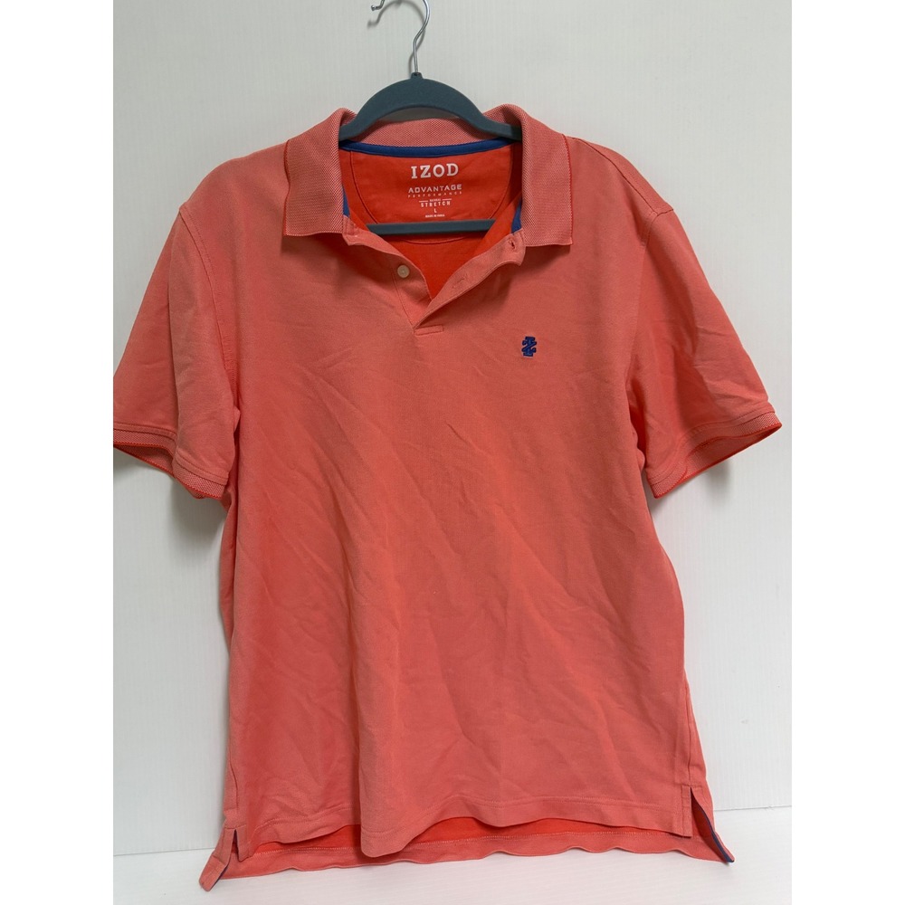 Izod Advantage Performance Polo Shirt Mens Large Coral Pink Stretch Short Sleeve